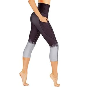 Ombre leggings side pockets capri high waist
